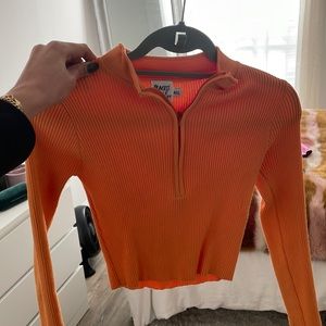 Princess Polly orange ribbed half zip